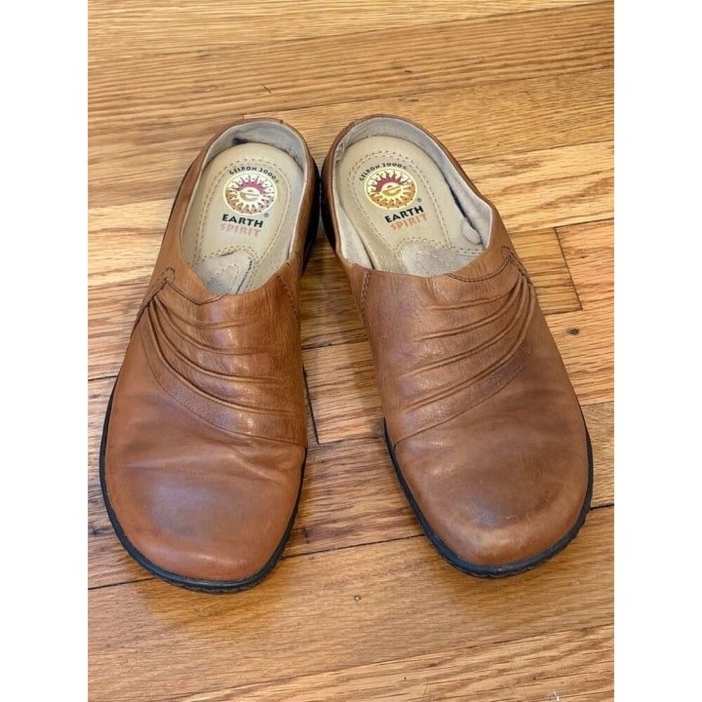 Earth Spirit Women's Brown Leather Gelron 2000 Slip-On Mules Size 7.5 Comfort